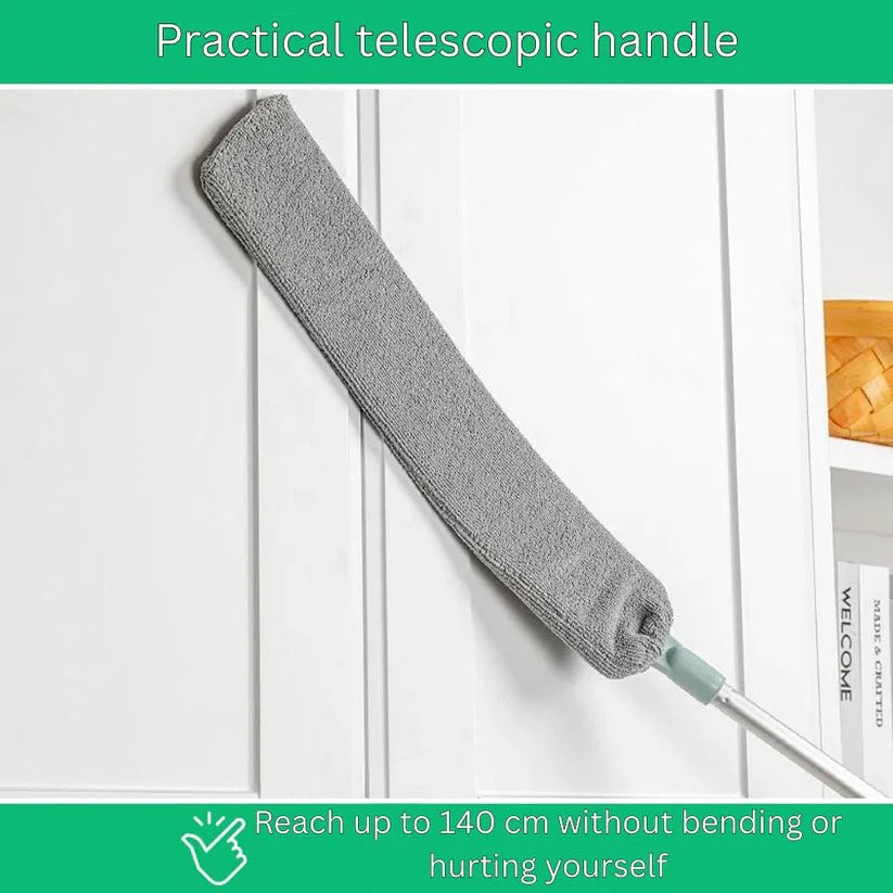 Adjustable Long Reach Flat Duster for High Surfaces and Tight Spaces