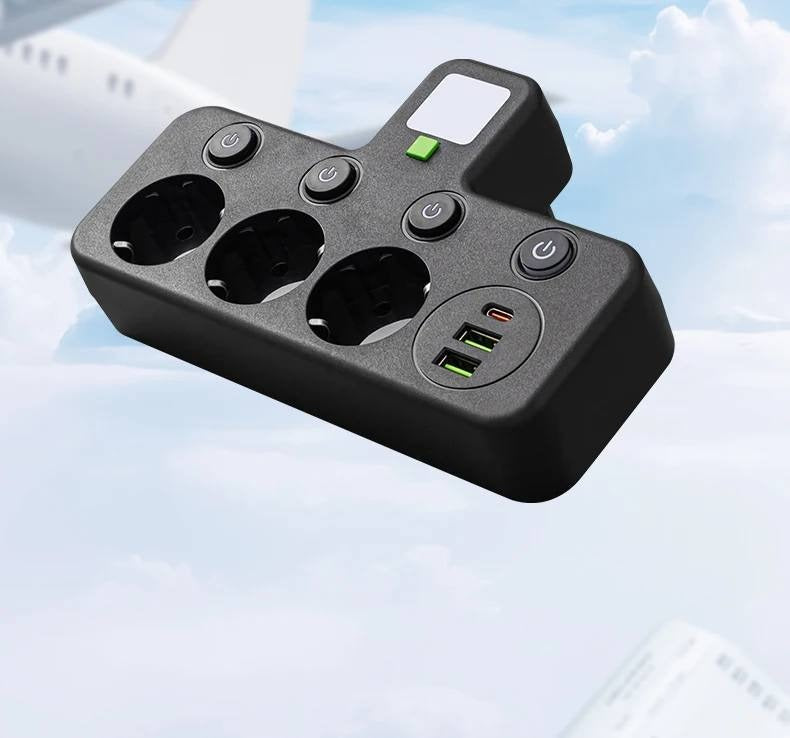 Multi-Outlet Power Strip with USB and USB-C Ports and 2500W Surge Protection Support