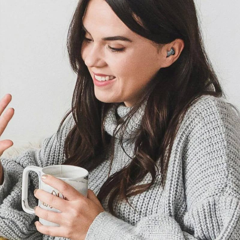 Flat Profile Wireless Earphones with Active Noise Reduction Support