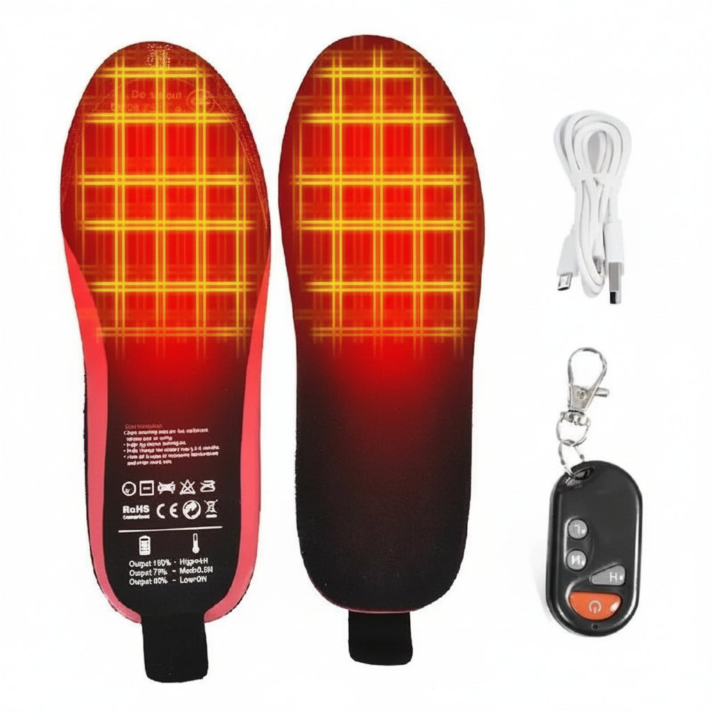 Unisex Battery-Powered Heated Foot Insoles with Adjustable Heat Settings and Trim-to-Fit Design