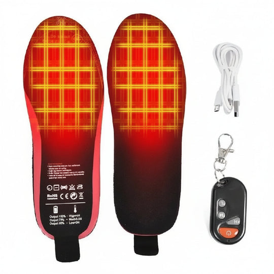 Unisex Battery-Powered Heated Foot Insoles with Adjustable Heat Settings and Trim-to-Fit Design