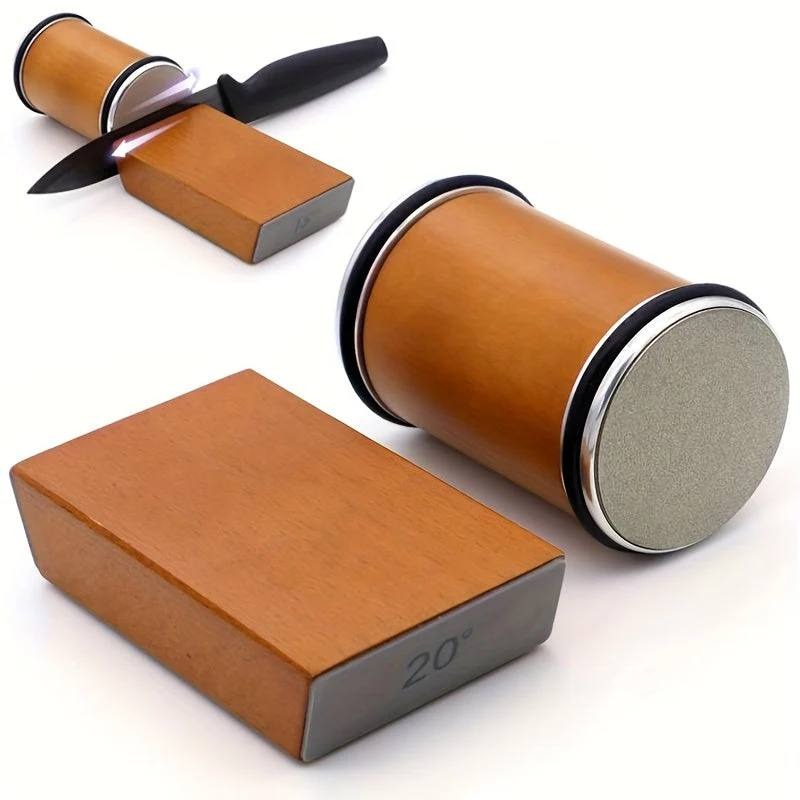 Dual Angle Diamond Knife Sharpening Stone Set with 15 and 20 Degree Magnetic Holder