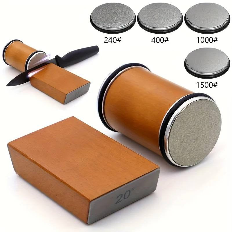 Dual Angle Diamond Knife Sharpening Stone Set with 15 and 20 Degree Magnetic Holder
