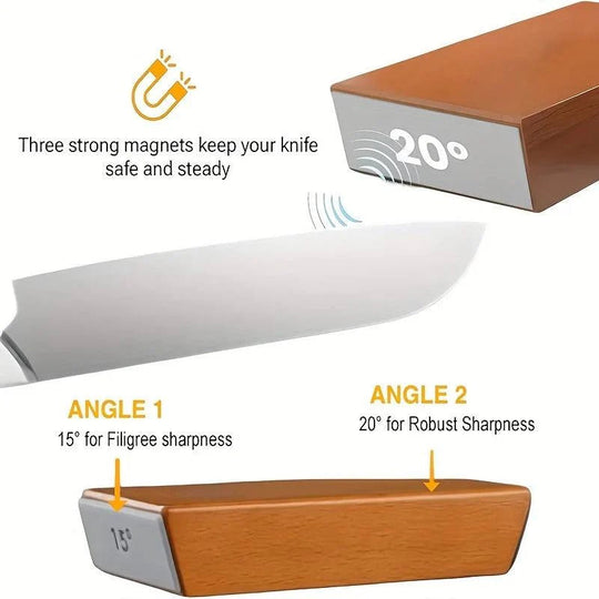 Dual Angle Diamond Knife Sharpening Stone Set with 15 and 20 Degree Magnetic Holder