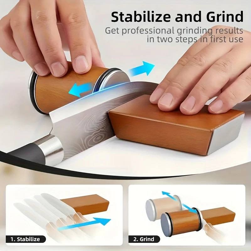 Dual Angle Diamond Knife Sharpening Stone Set with 15 and 20 Degree Magnetic Holder