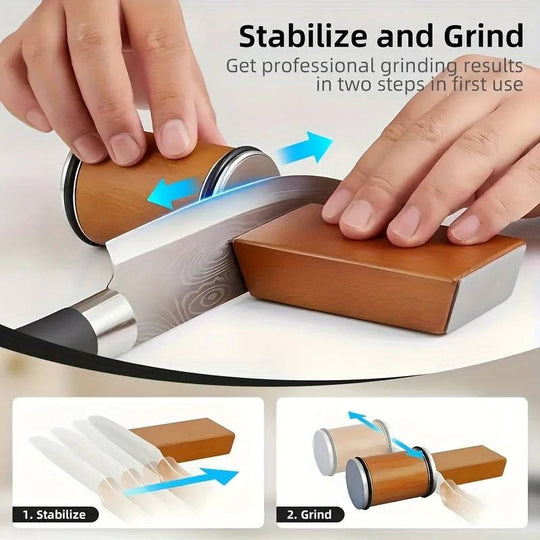 Dual Angle Diamond Knife Sharpening Stone Set with 15 and 20 Degree Magnetic Holder