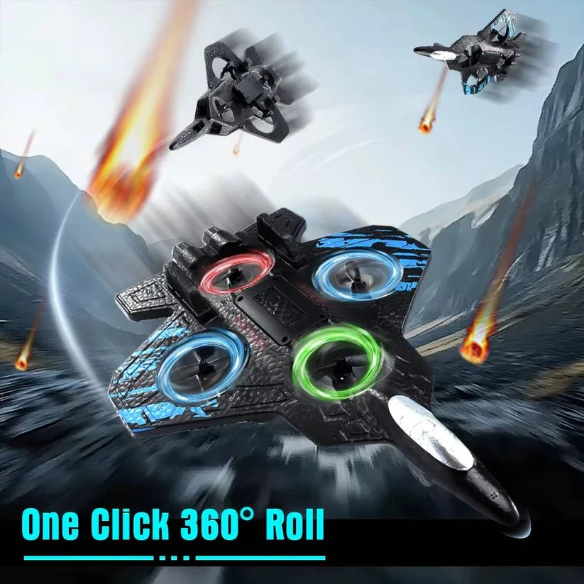 RC Stunt Airplane Toy with 360 Degree Flips and LED Lights for Kids