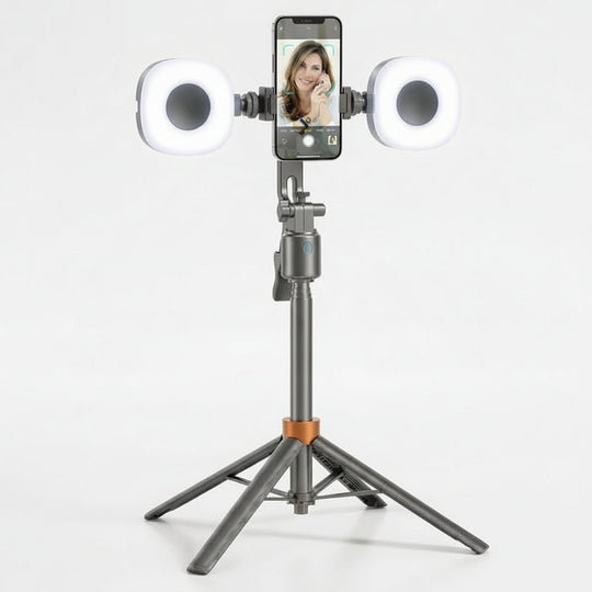 Smart Auto Tracking Phone Holder Tripod with Dual Fill Lights for Live Streaming and Vlogging