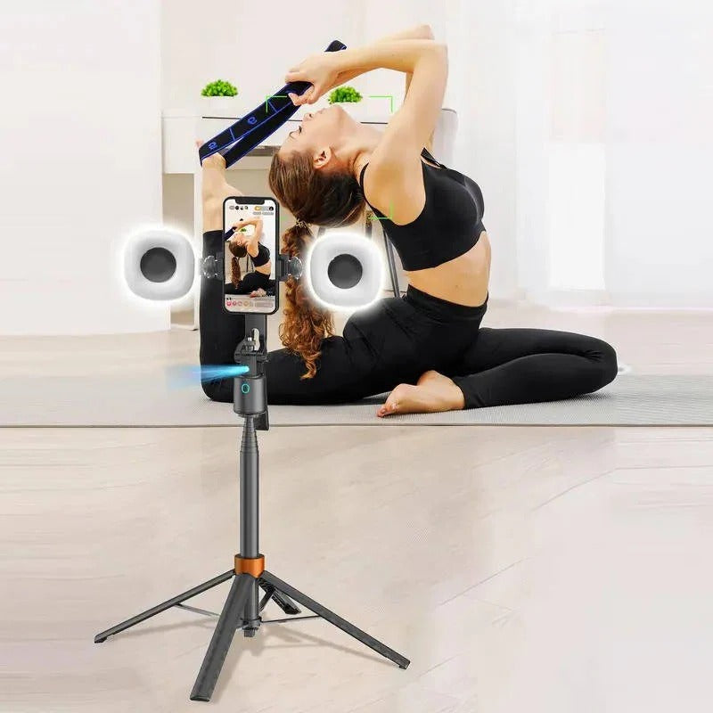Smart Auto Tracking Phone Holder Tripod with Dual Fill Lights for Live Streaming and Vlogging