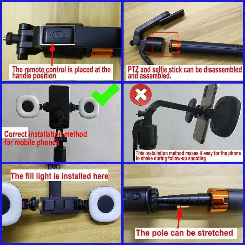 Smart Auto Tracking Phone Holder Tripod with Dual Fill Lights for Live Streaming and Vlogging