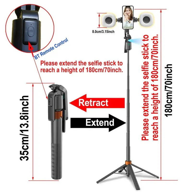 Smart Auto Tracking Phone Holder Tripod with Dual Fill Lights for Live Streaming and Vlogging