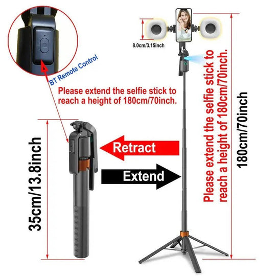 Smart Auto Tracking Phone Holder Tripod with Dual Fill Lights for Live Streaming and Vlogging