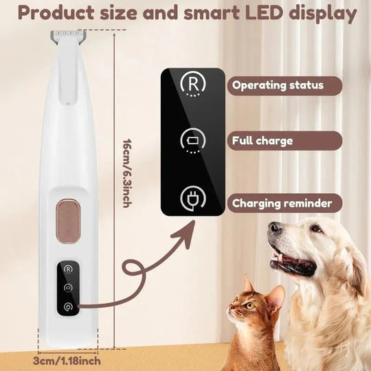 Cordless Pet Grooming Trimmer with LED Light and Ceramic Blade