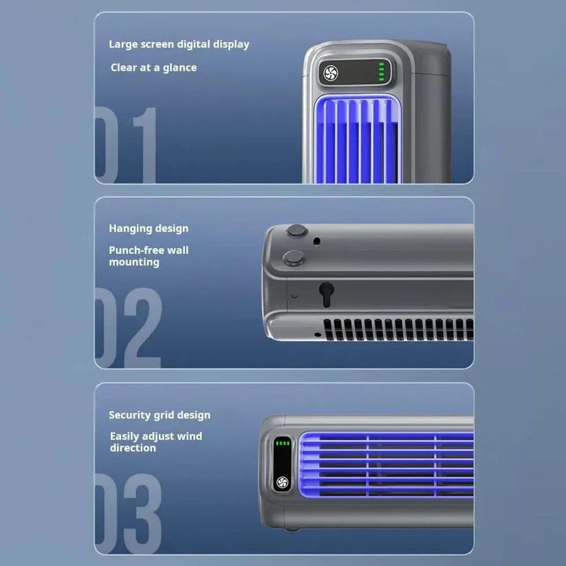 3 Speed Portable Desktop Air Cooler Fan with 2000mAh Battery and Wall Mount Option