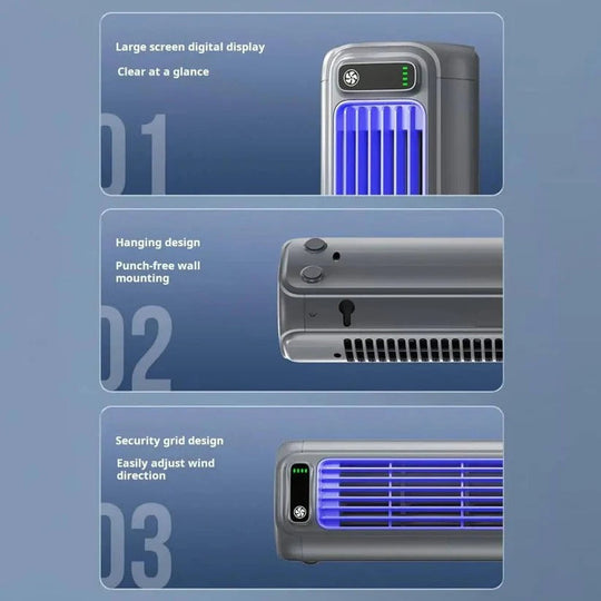 3 Speed Portable Desktop Air Cooler Fan with 2000mAh Battery and Wall Mount Option