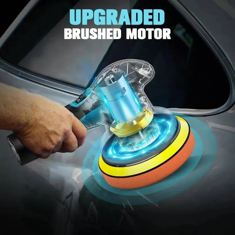 Cordless Dual Action Car Polisher with 6 Variable Speeds and 9mm Orbit, 6 Inch Pad