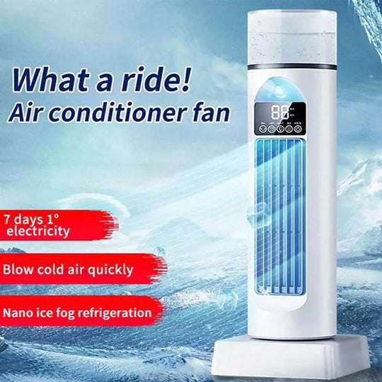 Bladeless Portable Air Cooler Tower Fan with Water Tank and Smart Remote, 6 Speed Settings