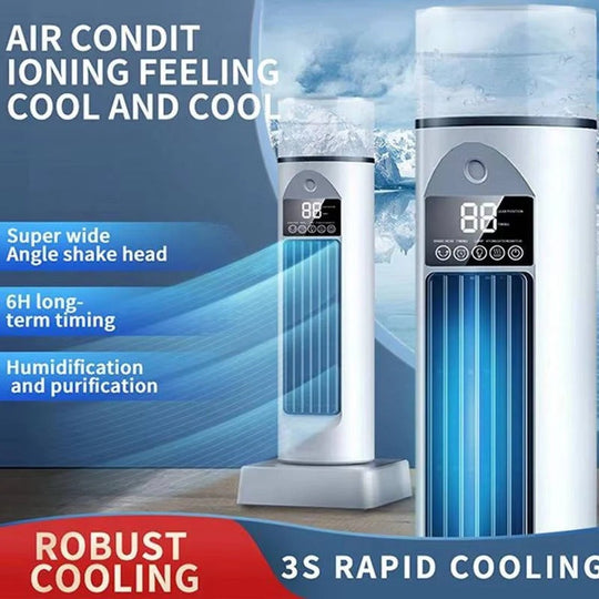 Bladeless Portable Air Cooler Tower Fan with Water Tank and Smart Remote, 6 Speed Settings