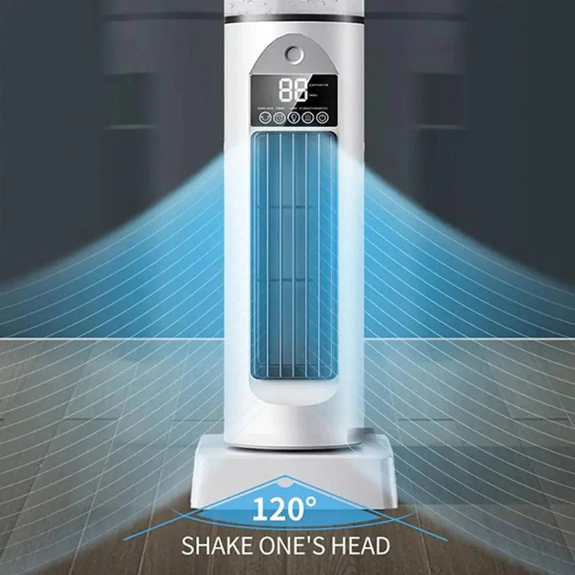 Bladeless Portable Air Cooler Tower Fan with Water Tank and Smart Remote, 6 Speed Settings