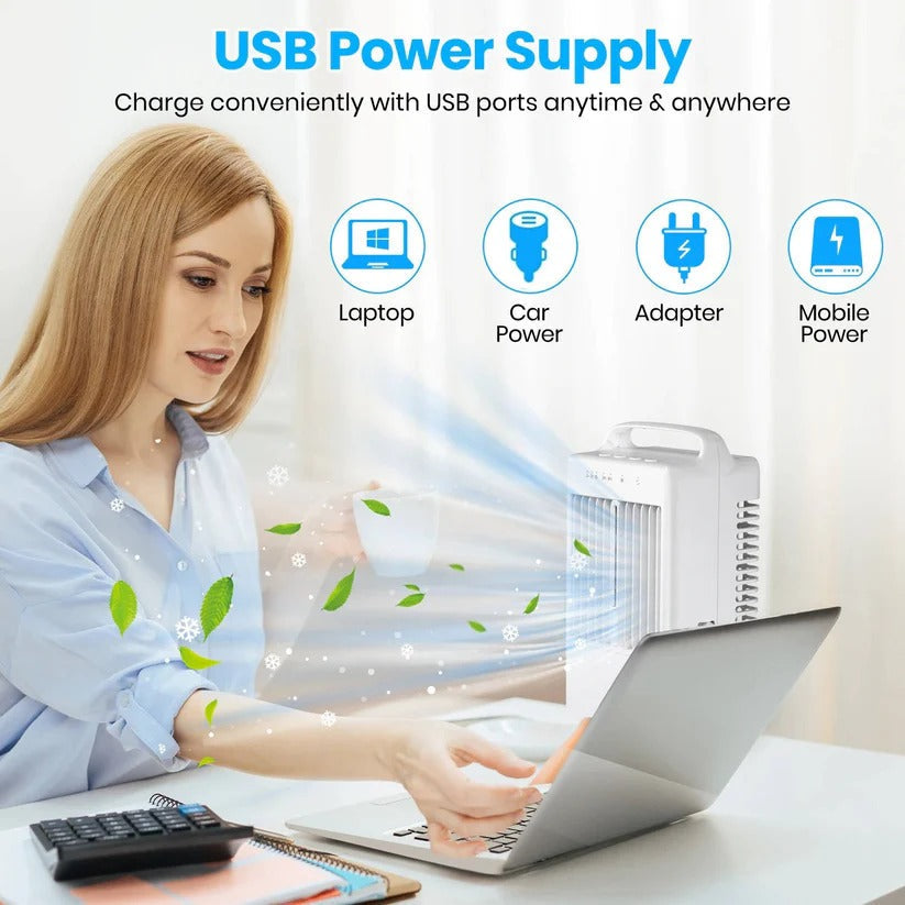 Mini USB Desktop Air Cooling Fan with Ambient Light, 4 Speed Settings and Timer