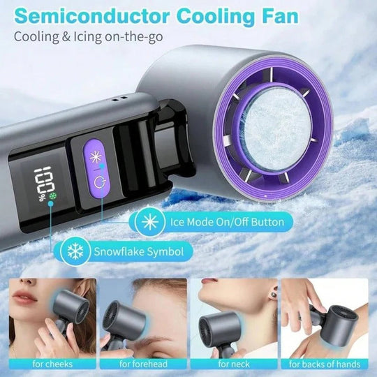 3 in 1 Rechargeable Handheld Fan with Built-In Flashlight and LED Battery Display