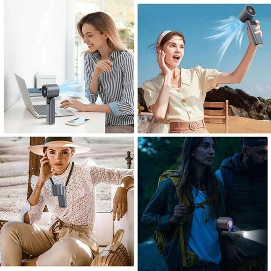 3 in 1 Rechargeable Handheld Fan with Built-In Flashlight and LED Battery Display