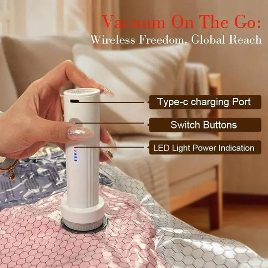 Cordless Vacuum Compression Bag Set with Hand Pump for Travel, 15 Pieces