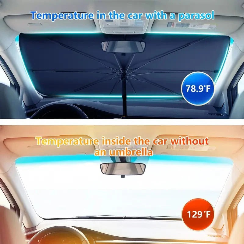 Foldable Windshield Sun Shade Umbrella with Heat Insulation for Cars and Trucks