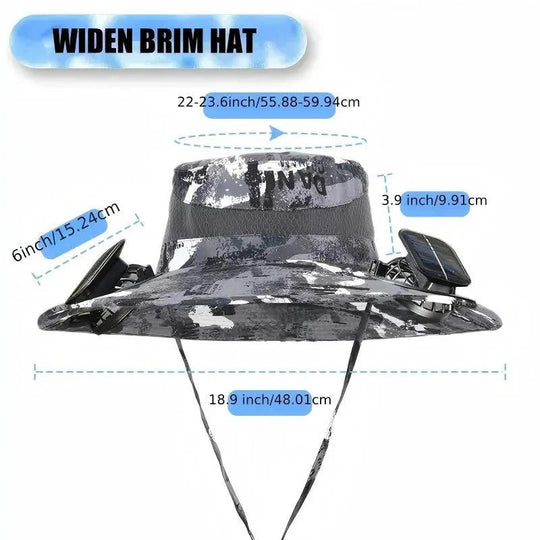 Ventilated Sun Hat with Built-In Dual Solar Fans for Men and Women for Outdoor Use