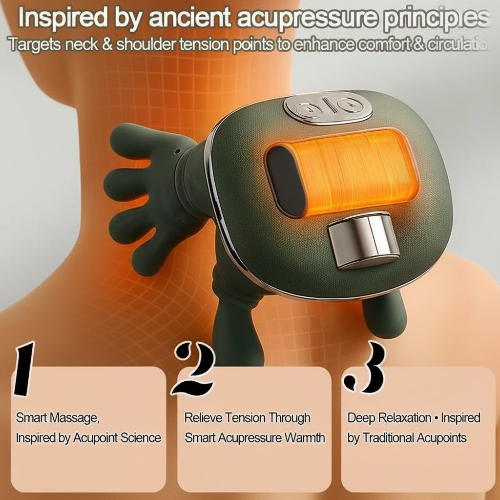 Wireless Neck and Shoulder Massager with Adjustable Kneading Settings