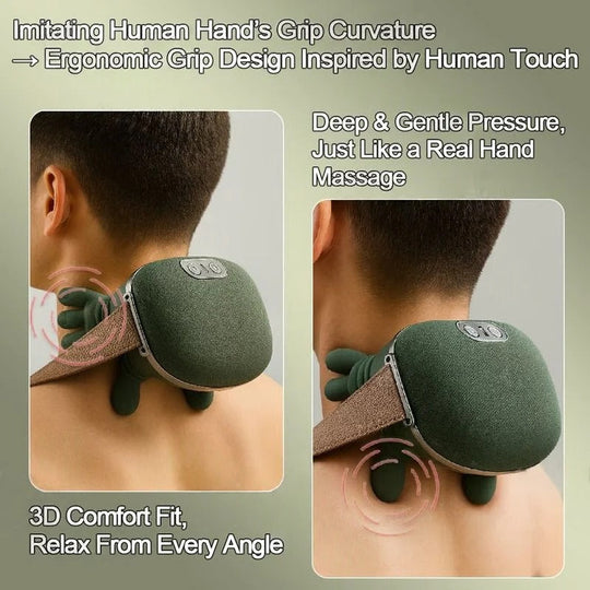 Wireless Neck and Shoulder Massager with Adjustable Kneading Settings