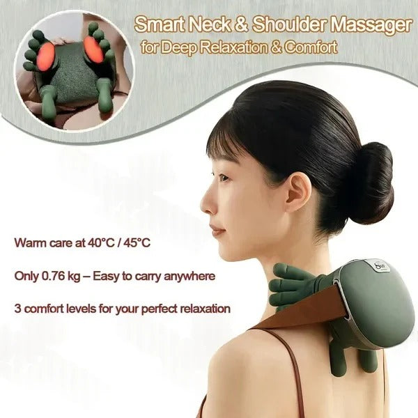 Wireless Neck and Shoulder Massager with Adjustable Kneading Settings