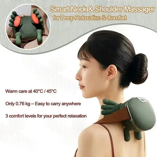 Wireless Neck and Shoulder Massager with Adjustable Kneading Settings