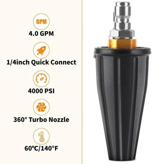 360 Degree Turbo Nozzle for Pressure Washer with Brass Body Tips