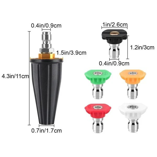 360 Degree Turbo Nozzle for Pressure Washer with Brass Body Tips