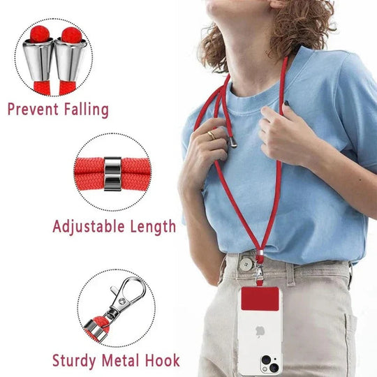 Hands-Free Crossbody Lanyard Phone Carrier with Adjustable Length Strap