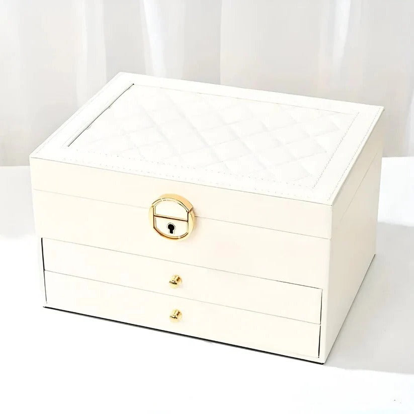 Tiered Jewellery Display Box with Multi Compartment Storage Design