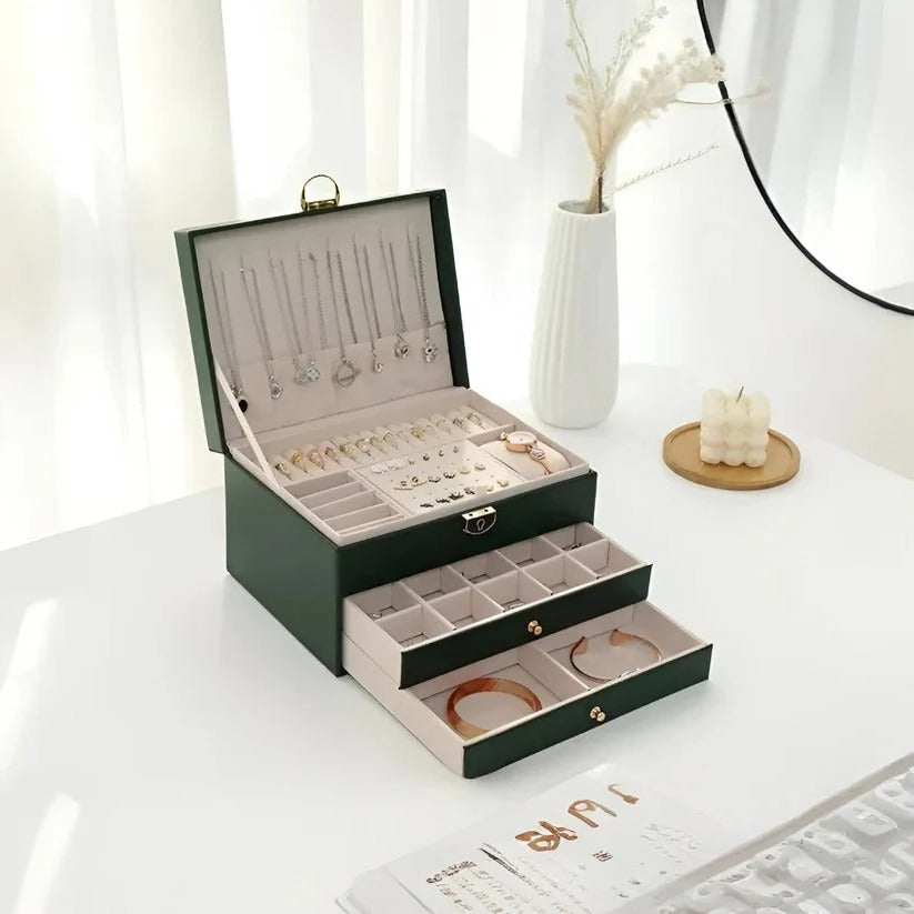 Tiered Jewellery Display Box with Multi Compartment Storage Design