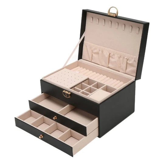Tiered Jewellery Display Box with Multi Compartment Storage Design