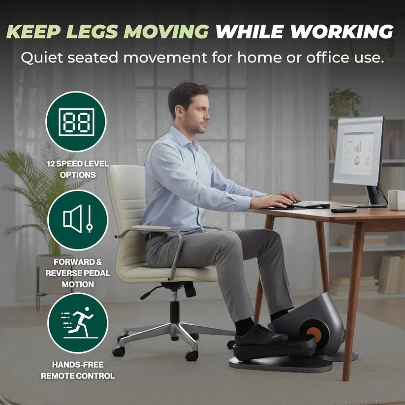 Compact Under Desk Pedal Exerciser with LCD Screen and Remote Control