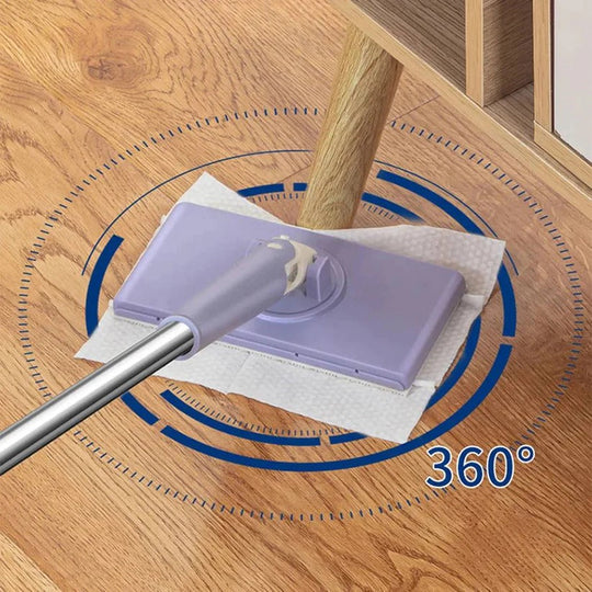 Spin Head Flat Floor Mop with 360 Degree Swivel Cleaning Base