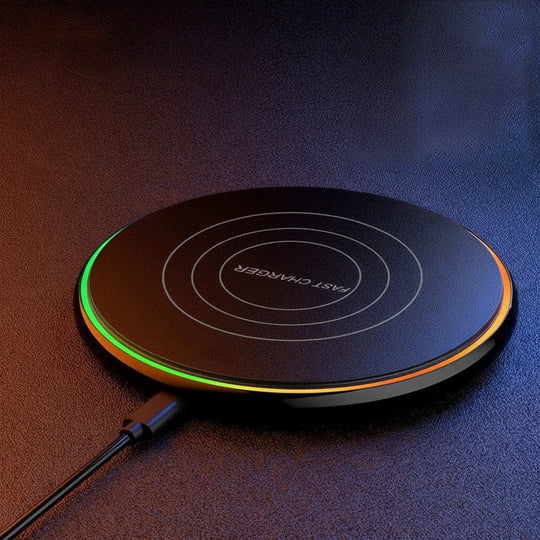 30W Wireless Charging Pad with Round Design and Slim Flat Surface