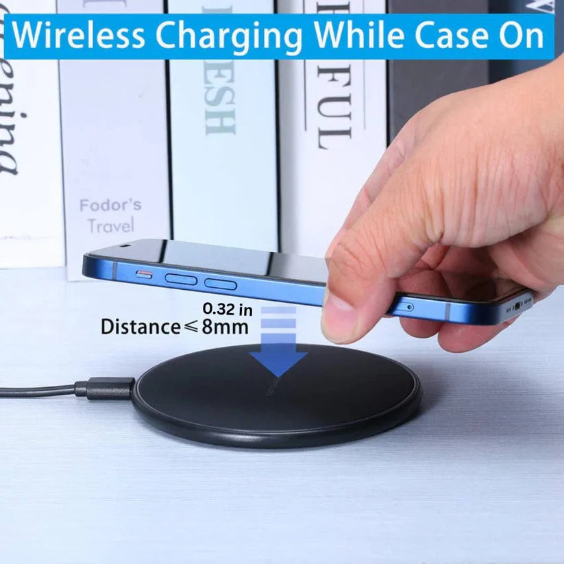 30W Wireless Charging Pad with Round Design and Slim Flat Surface