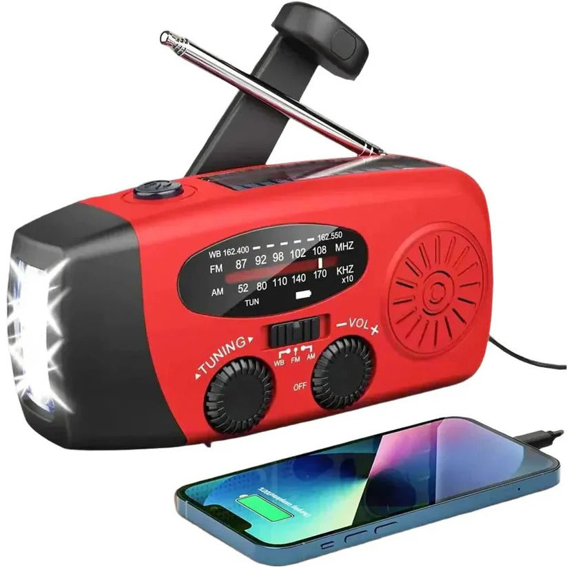 Hand Crank Solar Emergency Radio with Built-In Power Bank