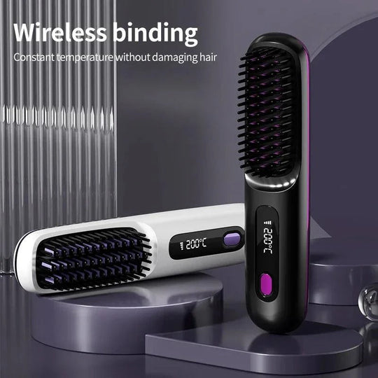 Portable USB-Charged Hair Straightener with LCD Screen and Variable Heat Settings