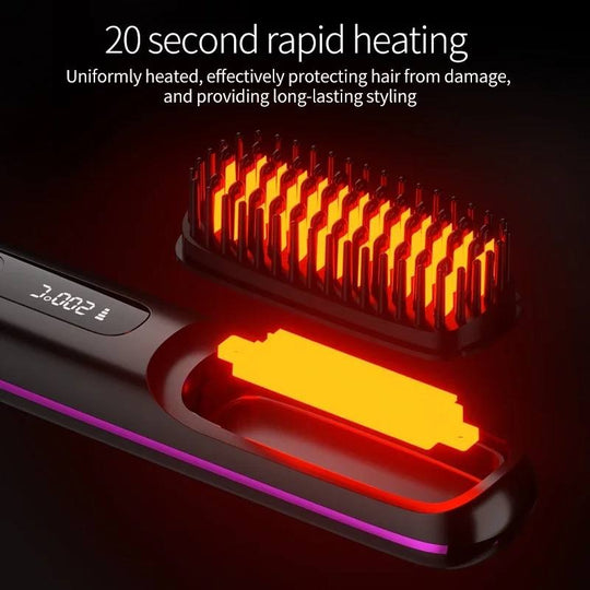 Portable USB-Charged Hair Straightener with LCD Screen and Variable Heat Settings