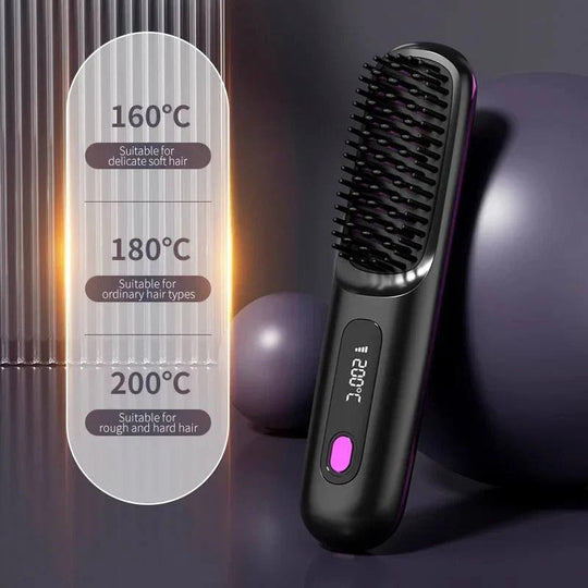Portable USB-Charged Hair Straightener with LCD Screen and Variable Heat Settings