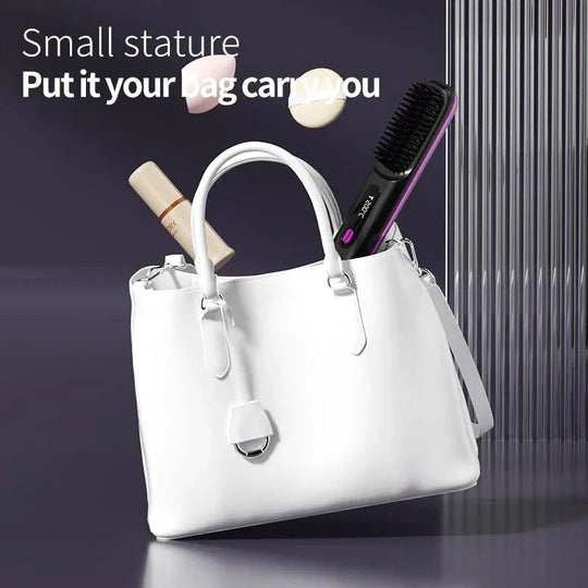 Portable USB-Charged Hair Straightener with LCD Screen and Variable Heat Settings