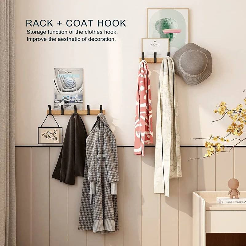 Wall Mounted Coat Rack with 5 Adjustable Double Hooks