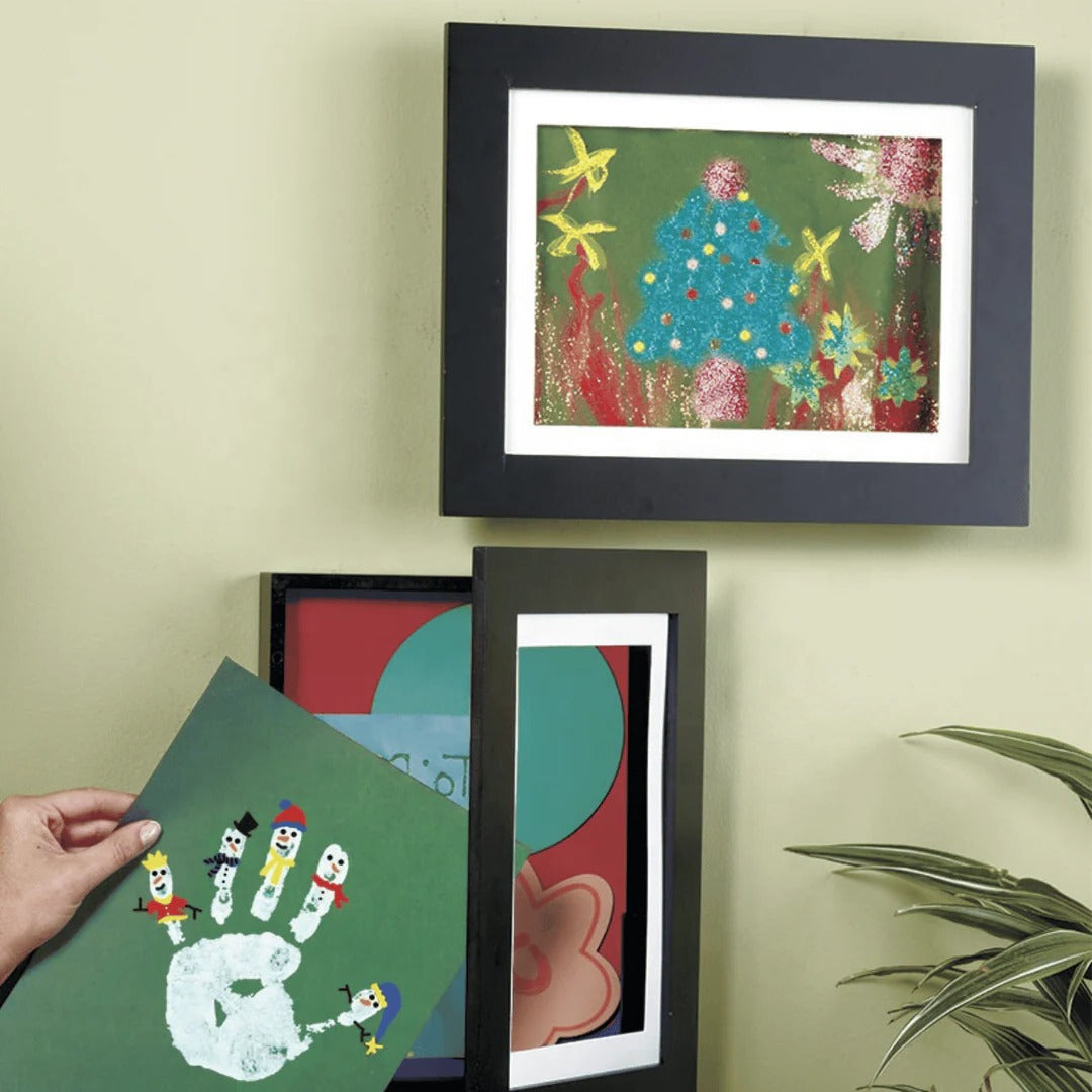 Large Capacity Rotating Art Display Frame for Children's Artwork, Holds 150 Pieces